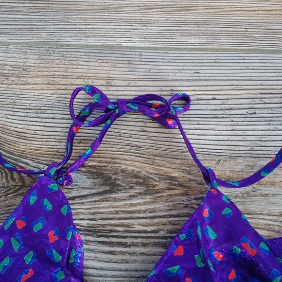 Vintage Silky Patterned Colorful VS Nightie Lingerie Flowy Mini Dress - Picture 14 of 16